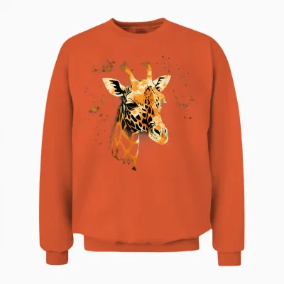 Giraffe, Tierporträt, Nature Splash, Kunstwerk Savanne Unisex Sweatshirt - Orange