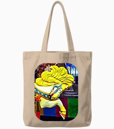 Carousel Horse with Yellow Mane Tote Bags - Natural