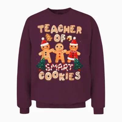 Christmas Teacher Cute Gingerbread Cookies Funny Holiday Unisex Sweatshirt - Maroon