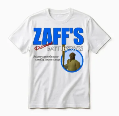 Zaff's Discount Battlestaves Unisex T-Shirt - White