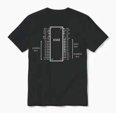6502 Cpu Pinout White Unisex T-Shirt - Black