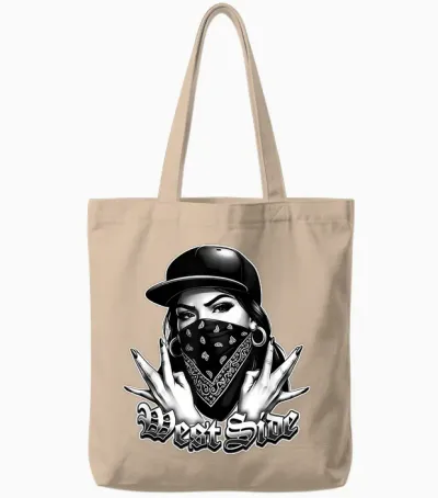 Westside Sign Gang West Coast Hip Hop 90s Bandana Gangster Tote Bags - Natural