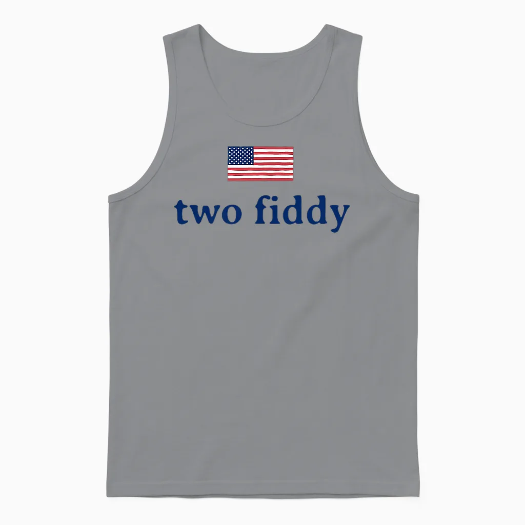 Two Fiddy 2 Fiddy 250th Anniversary 4th of July Patriotic Unisex Tank Top in Sport Grey
