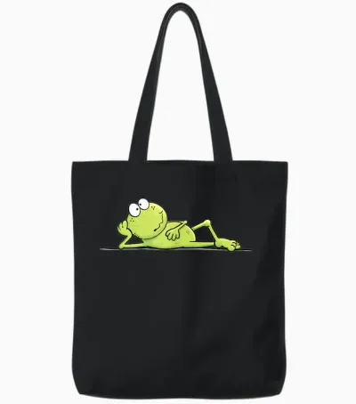 Relax Frosch Handgemaltes Lustiges Frosch Motiv Fun Tote Bags - Black