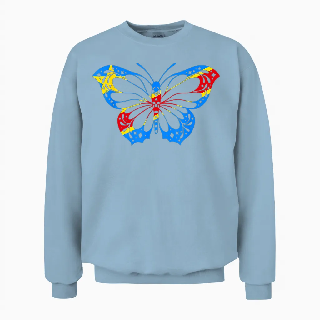 Drapeau Du Congo Papillon Racines Congolaises République Du Congo Rdc Unisex Sweatshirt in Light Blue