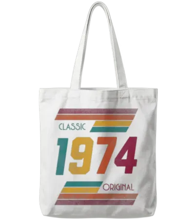 Vintage Year 1974 Classic Tote Bags - White