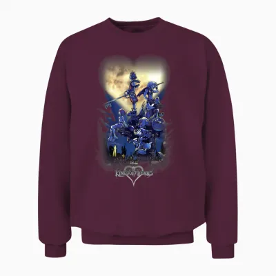 Disney Kingdom Hearts Group Shot Logo Unisex Sweatshirt - Maroon