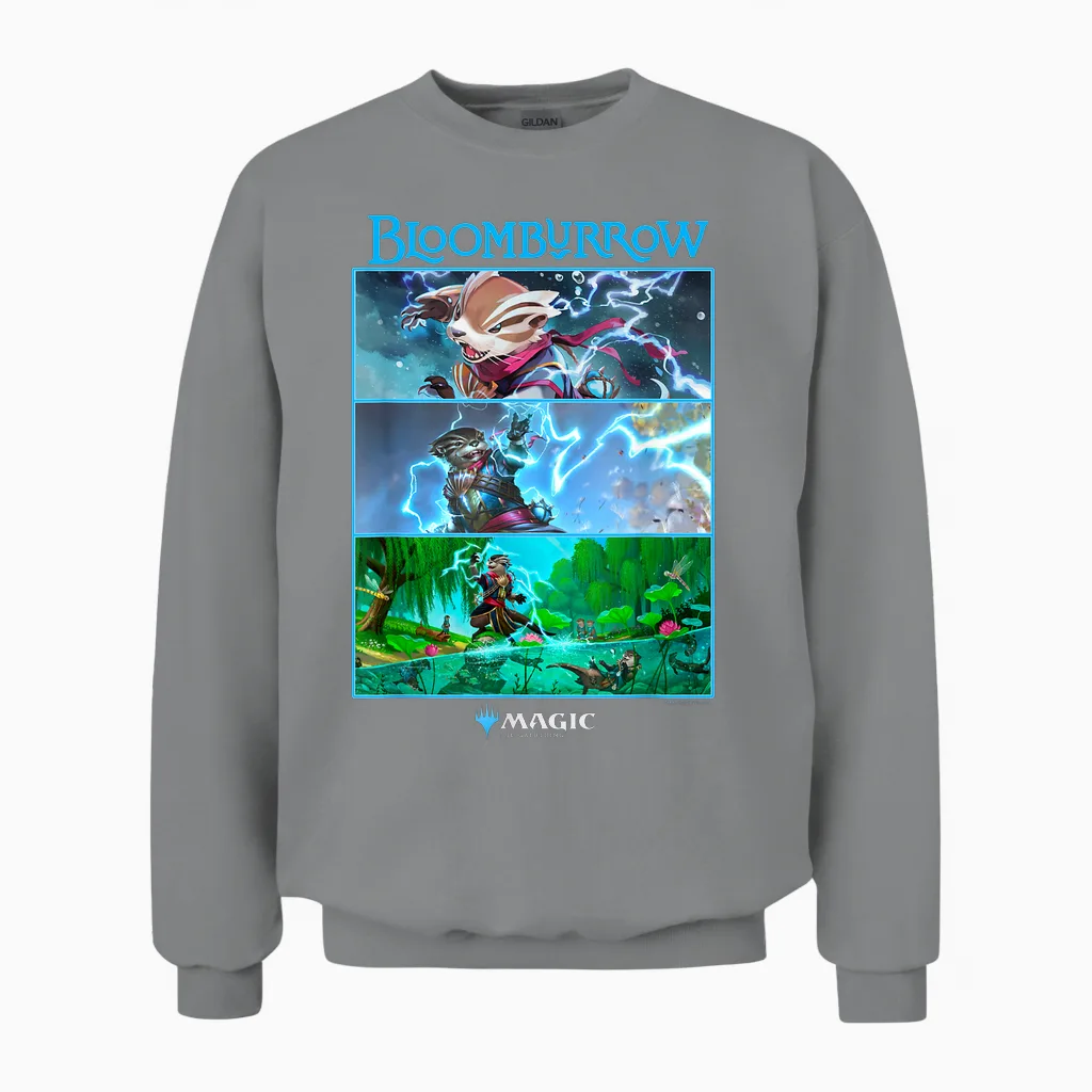 Magic: the Gathering Bloomburrow Panels T-Shirt, Black, S Unisex Sweatshirt in Sport Grey