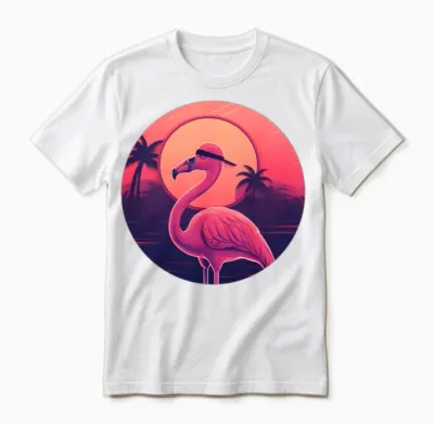 Flamingo Lovers Retro Style Unisex T-Shirt - White