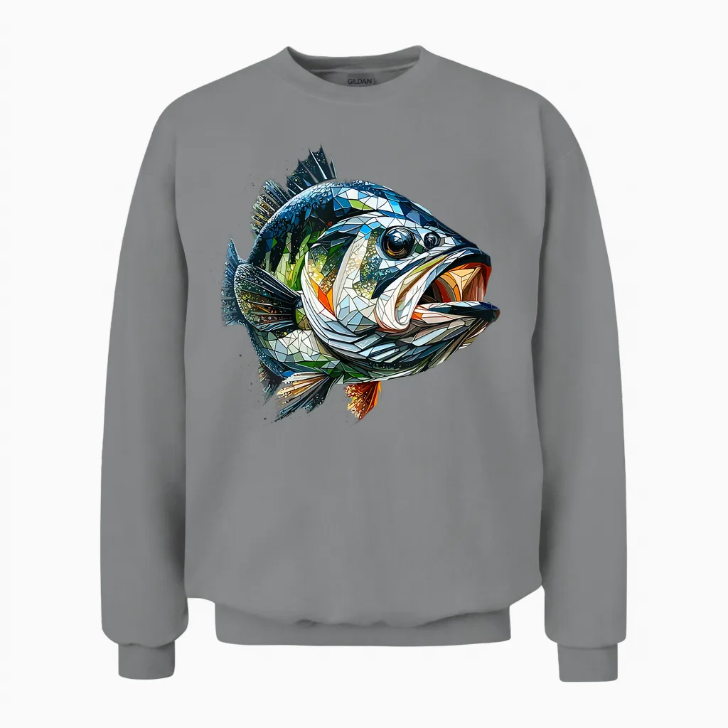 Polygon Art Perche Poisson PĂȘche PĂȘcheur PĂȘcheur Unisex Sweatshirt in Sport Grey
