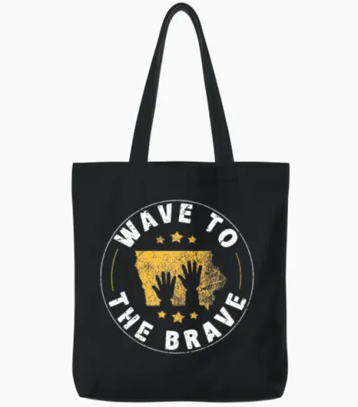 Iowa Wave to the Brave Football Childrens Hospital Tote Bags in Black