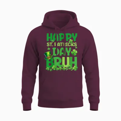 Bruh St Patricks Day Teens Boys Kids Saint Patricks Day Unisex Hoodie - Maroon