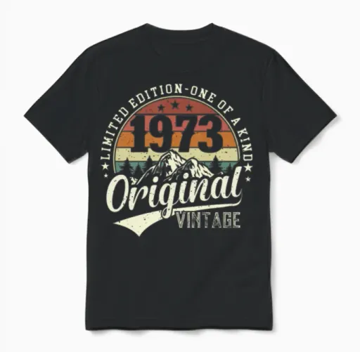 Vintage 1973 Limited Edition Gift Unisex T-Shirt in Black