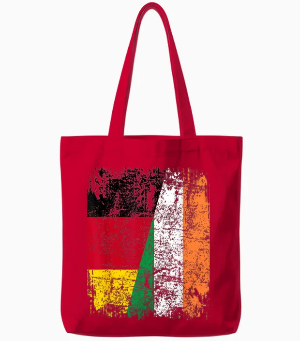 Irland Deutschland Flagge | Damen Herren Kinder | Irland Tote Bags in Red
