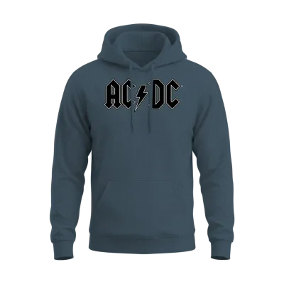 Ac/dc Black Logo with Lightning Bolt Unisex Hoodie - Dark Heather