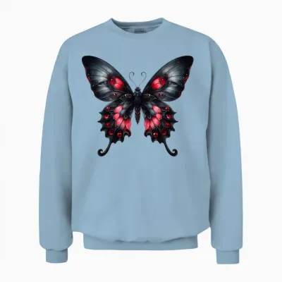 Crimson Obsidian Butterfly Unisex Sweatshirt - Light Blue
