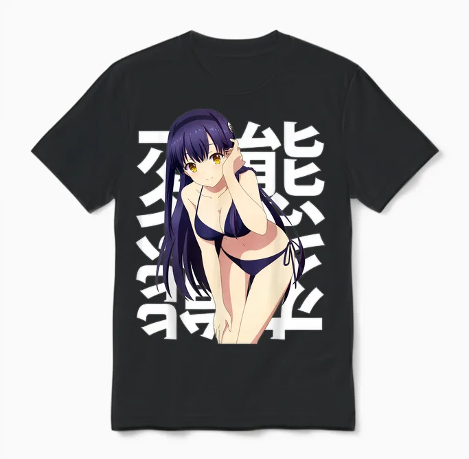 Cosplay Animé Belle Fille Obscène Et Mignonne Kawaii Waifu Otaku Unisex T-Shirt in Black
