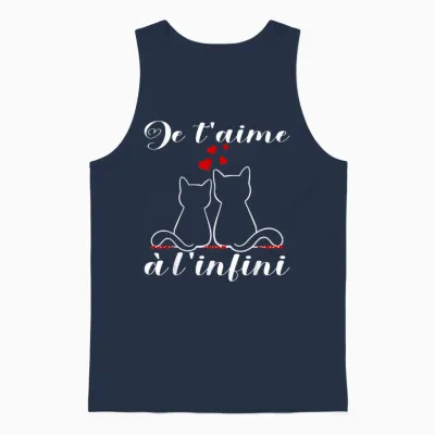 Je T'aime à Infinite | Cat Gift Idea Romantic Lovers Unisex Tank Top - Navy