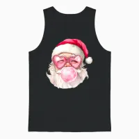 Vintage Retro Santa Christmas Bubble Gum Pink Sunglasses Unisex Tank Top in Black - 1