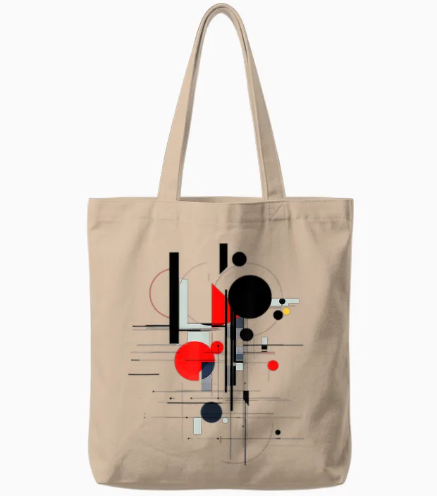 Abstract Art Pattern Painting Geometric Art Work T-Shirt, White, S Tote Bags in Natural