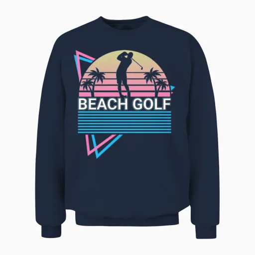 Beach Golf Player Retro Unisex Sweatshirt - Navy
