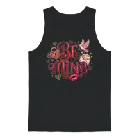 Be Mine Hearts and Letters Valentine's Day Unisex Tank Top - Black – 1