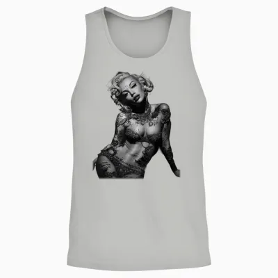 Retro Pinup Sexy Tattoo Girl T-Shirt, Black Unisex Tank Top - Ash