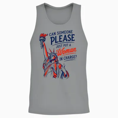 Retro Can Someone Please Just Put a Woman in Charge Unisex Tank Top - Sport Grey