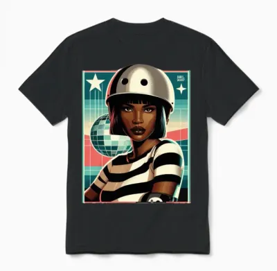 Retro Roller Queen Unisex T-Shirt - Black