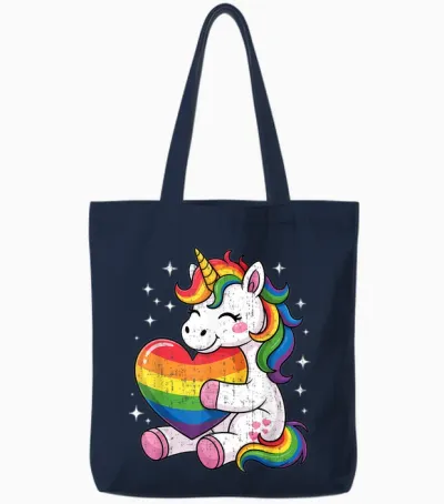 Lgbtq Regenbogen Einhorn Sweet Pride Design Für Kinder Tote Bags - Navy