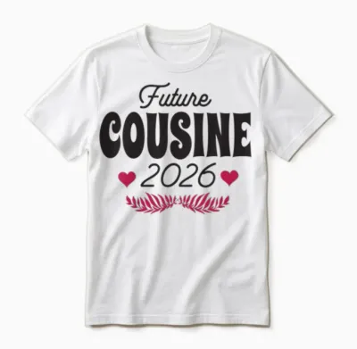 Future Cousine 2026 Pregnancy Announcement Unisex T-Shirt - White