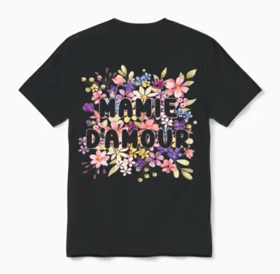 Grandma Love Flowers Gift Super Manny Grandma Day T-Shirt, Black, Female X-Small Unisex T-Shirt - Black