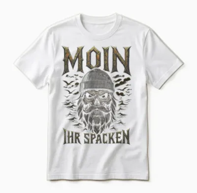 Moin Ihr Spacken North German Low German Skull Moin Unisex T-Shirt - White