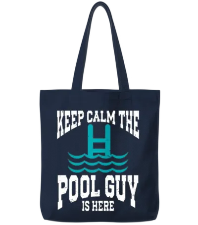 Pool Cleaner Keep Calm the Pool Guy Is Here Tote Bags - Navy