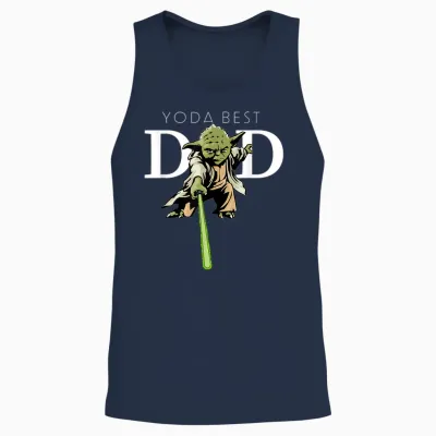 Star Wars Yoda Lightsaber Best Dad Father's Day Unisex Tank Top - Navy