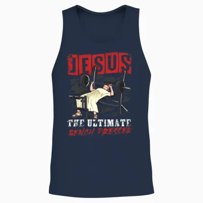Jesus the Ultimate Bench Presser Unisex Tank Top - Navy