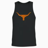 Hook'em Horns Bull with Vintage Distressed Long Horn Unisex Tank Top in Black - 2