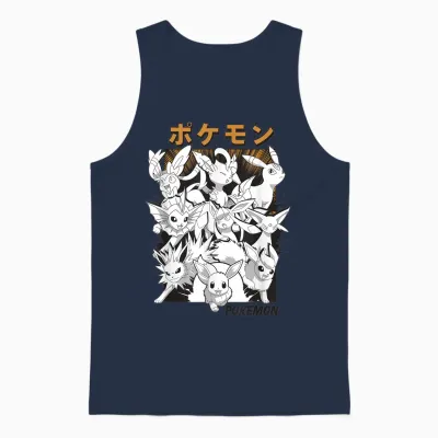 Pokémon Eevee & Eeveelutions Epic Mashup Vintage Unisex Tank Top - Navy
