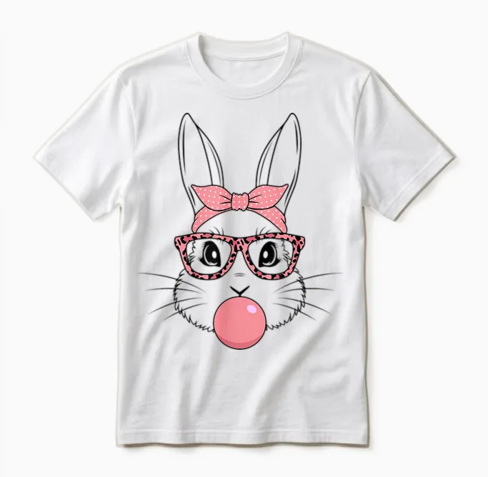 Ostern Hase Leoparden Brille Osterhasen Hasengesicht Party Unisex T-Shirt in White