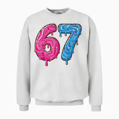 67 Costume Six Seven Meme Number 6 7 on It Youth Teen Boys Unisex Sweatshirt - White