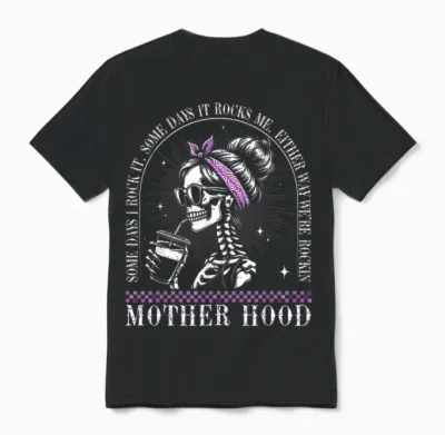 Motherhood Retro Skeleton Some Days I Rock It Vintage T-Shirt, Black, S Unisex T-Shirt - Black