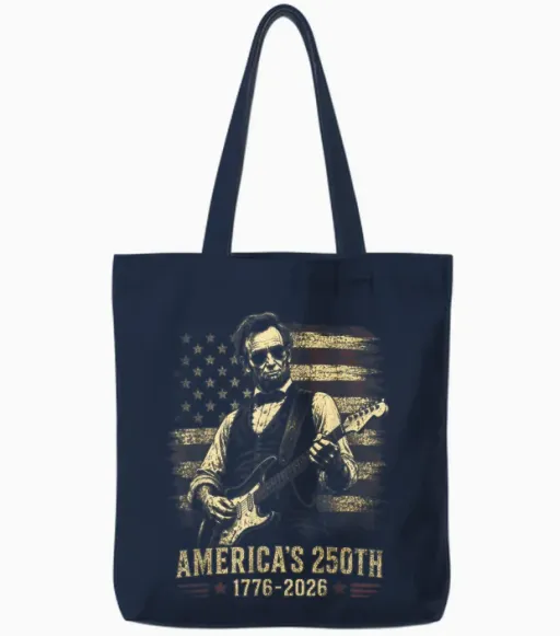 Usa 250th Anniversary Shirt Abraham Lincoln 250 Years 4th of July Tees T Shirts for Men and Women Tote Bags - Navy