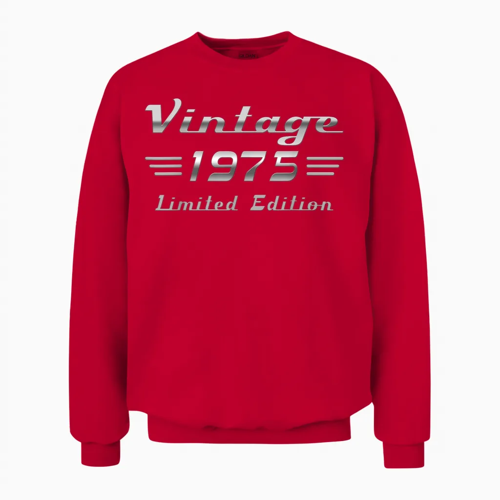 Vintage 1975 Classic Car 50th Anniversary Unisex Sweatshirt in Red