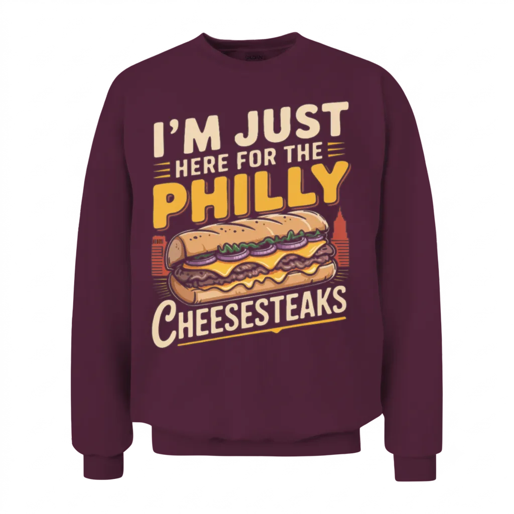 Funny Philly Cheesesteak Unisex Sweatshirt - Maroon