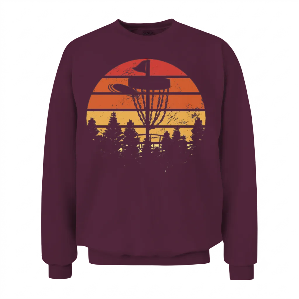 Retro Disc Golf Unisex Sweatshirt - Maroon