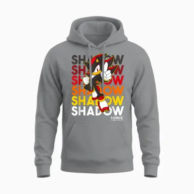 Sonic the Hedgehog Shadow Stacked Text Cool Logo Unisex Hoodie - Sport Grey