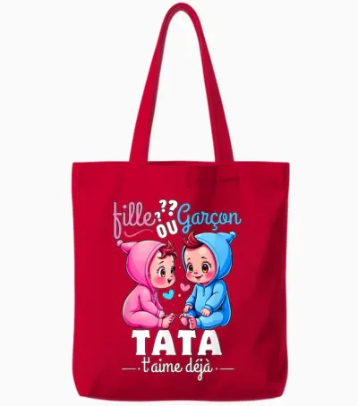 Gift Gender Reveal Tata Party Sex Reveal Baby T-Shirt, Black, S Tote Bags - Red
