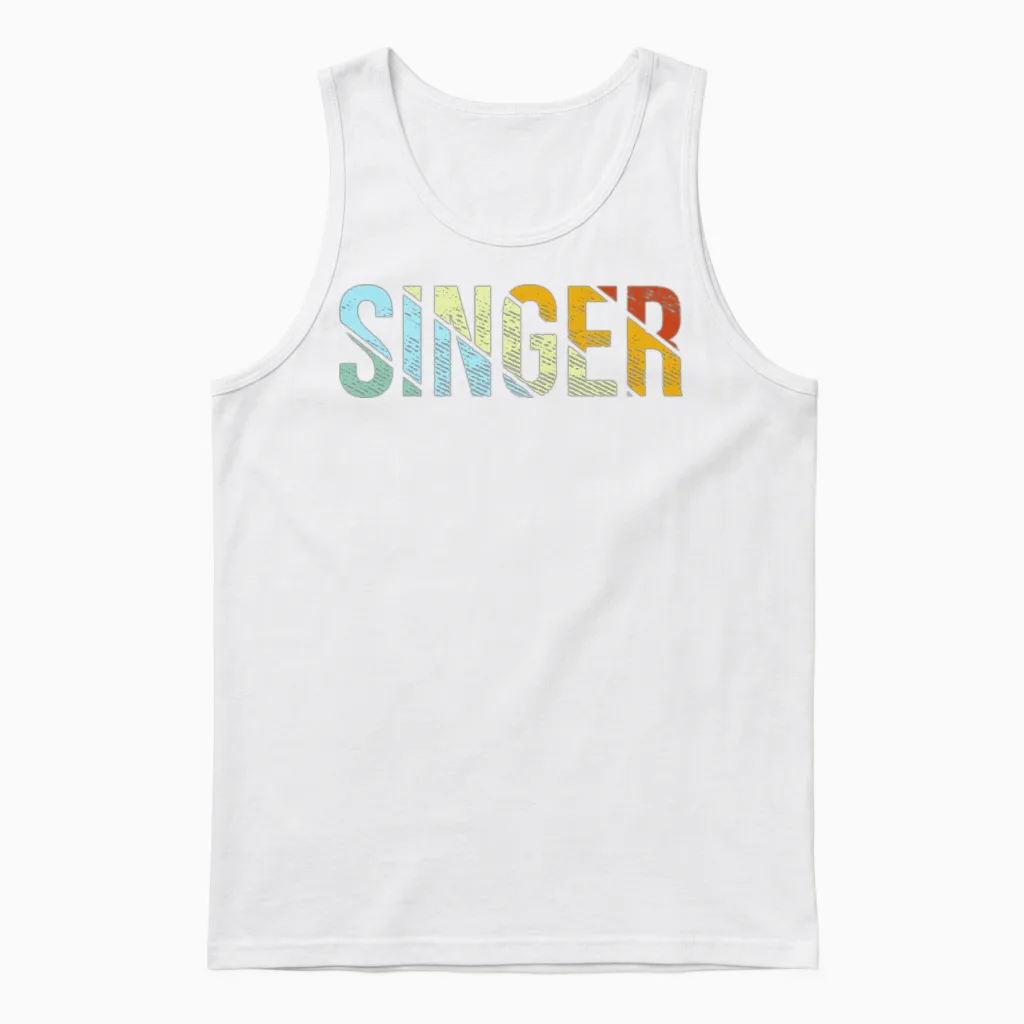Singer Retro Unisex Tank Top in White