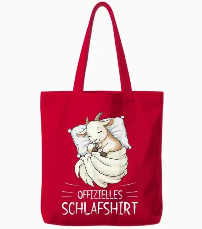 Offizielles Schlafshirt Ziege Pyjama Schlafanzug Tote Bags - Red