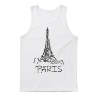 Paris Unisex Tank Top - White – 1